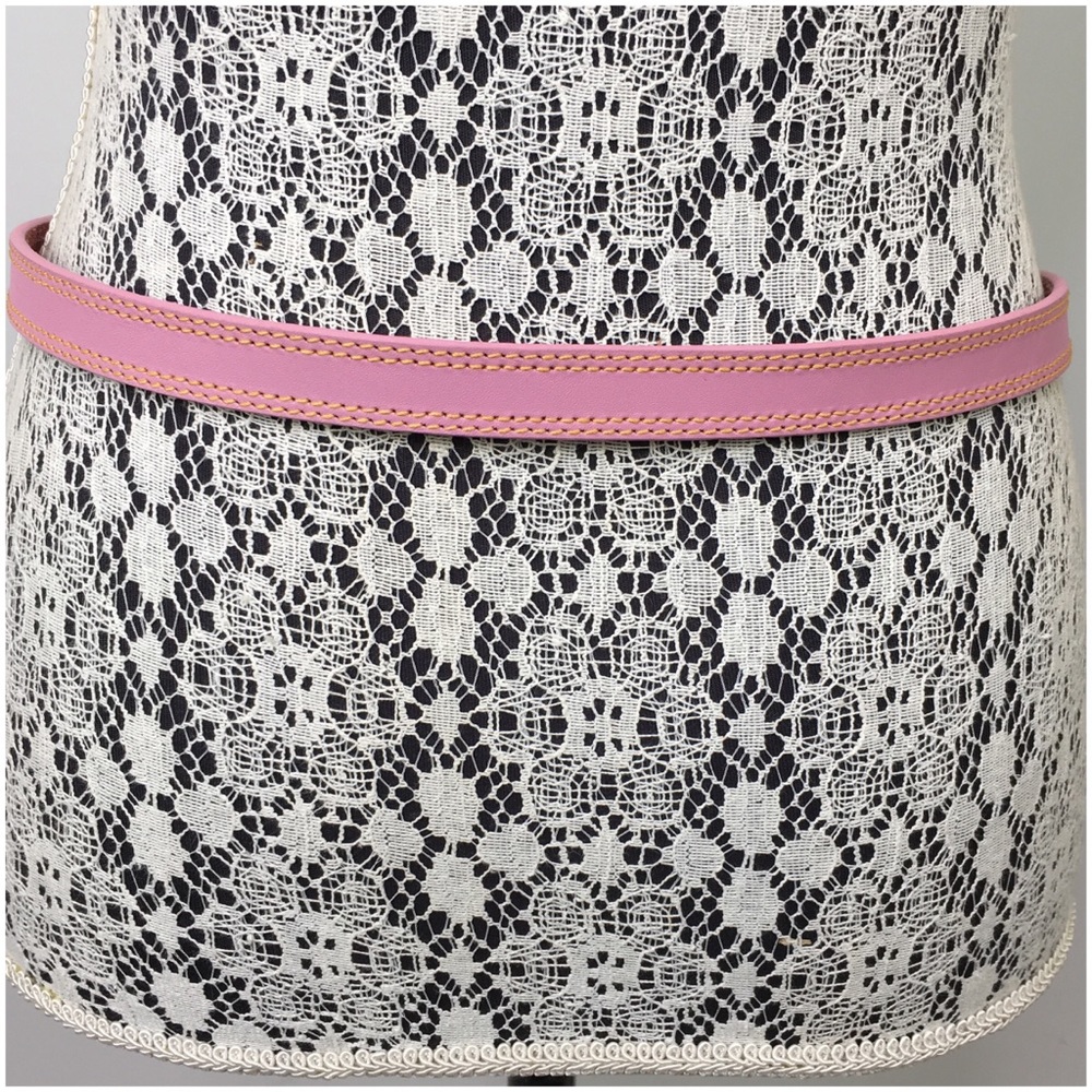 Gap Pink Leather Belt With Bold Stitching - Picture 2 of 6